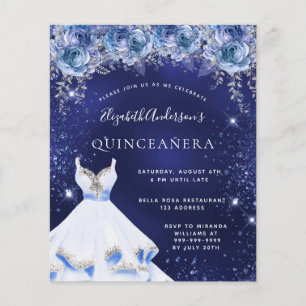 Begroting Quinceanera blue glitter jurk
