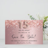 Begroting Quinceanera blush roze behalve datum (Staand voorkant)