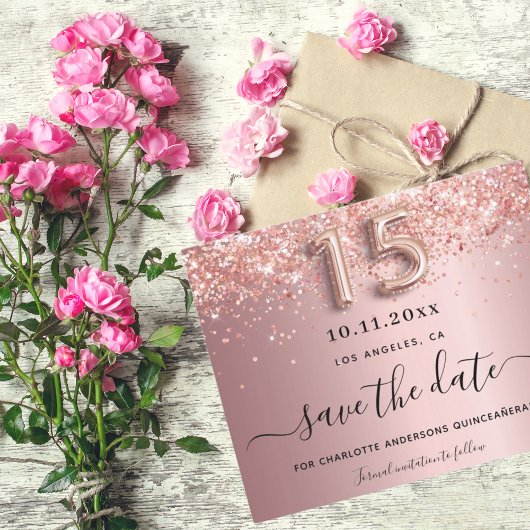 Begroting Quinceanera blush roze behalve datum