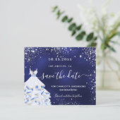 Begroting Quinceanera marvy blue jurk, met uitzond (Staand voorkant)