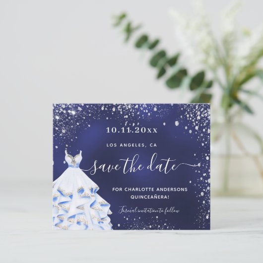 Begroting Quinceanera marvy blue jurk, met uitzond (Staand voorkant)