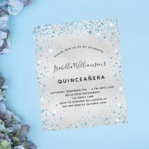 Begroting Quinceanera Silver Blauw Glitter