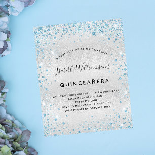 Begroting Quinceanera Silver Blauw Glitter