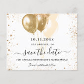 Begroting Quinceanera white gold save the date (Voorkant)