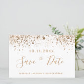 Begroting Quinceanera white gold save the date (Staand voorkant)