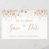 Begroting Quinceanera white gold save the date (Voorkant)