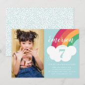 Begroting Rainbow Cloud Foto Kids Birthday Party Kaart (Voorkant / Achterkant)