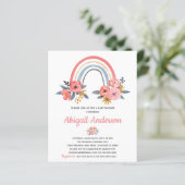 Begroting Rainbow Floral Baby shower Uitnodiging (Staand voorkant)