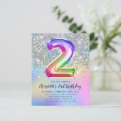 Begroting regenbooglitter Folie Meisje 2e verjaard (Staand voorkant)