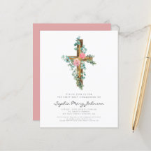 Begroting Religieuze Roze Floral Cross First Commu