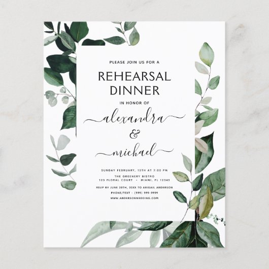 Begroting repetitief Dinner Foliage Greenery Elega Flyer (Voorkant)