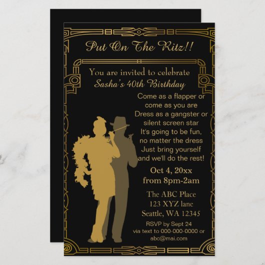 Begroting Roaring 20 gangster van het loopmeisje (Voorkant / Achterkant)