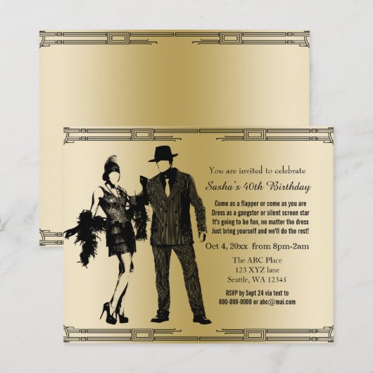 Begroting Roaring 20 gangster van het loopmeisje (Voorkant / Achterkant)