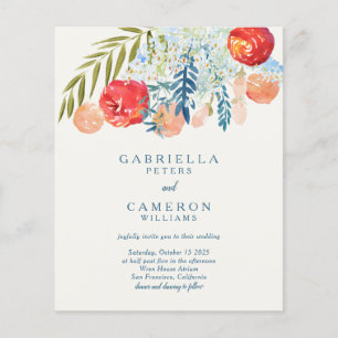 Begroting  Rode Waterverf Floral Boho Wedding