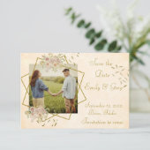 Begroting Romantic country style save the date Kaart (Staand voorkant)