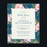Begroting  Romantic Florals Blue Vrijgezellenfeest<br><div class="desc">Begroting  Romantische Florals in de uitnodiging voor een blauwe bruiloft</div>