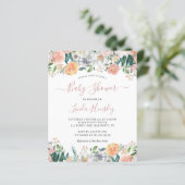 Begroting Roos Floral Baby shower uitnodiging (Staand voorkant)