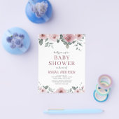 Begroting Roos Floral Baby shower uitnodiging Flyer (Enkel)
