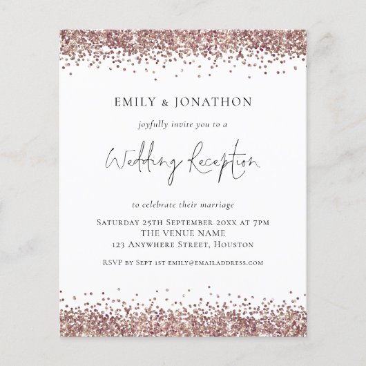 BEGROTING Roos Gold Glitter Wedding Reception nodi (Voorkant)