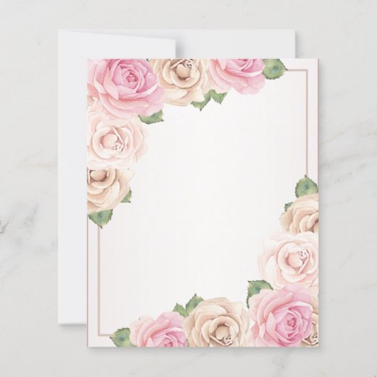 Begroting Roos Waterverf Floral Baby shower Uitnod (Achterkant)