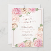 Begroting Roos Waterverf Floral Baby shower Uitnod (Voorkant)