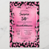 Begroting Roze Black Leopard Birthday-uitnodiginge (Voorkant)