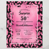 Begroting Roze Black Leopard Birthday-uitnodiginge (Voorkant)