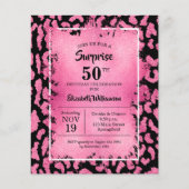 Begroting Roze Black Leopard Birthday-uitnodiginge (Voorkant)