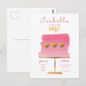 Begroting | Roze en gouden uitnodiging van eerste  (Voorkant / Achterkant)