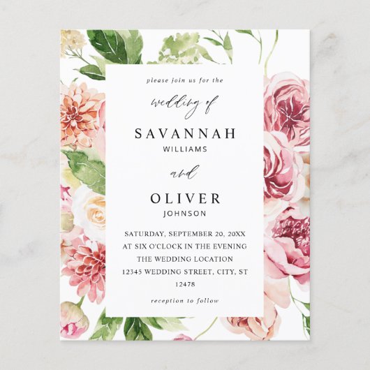 Begroting Roze en Perzische Floral & Greenery Wedd (Voorkant)