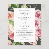 Begroting Roze en Perzische Floral & Greenery Wedd Flyer (Voorkant)
