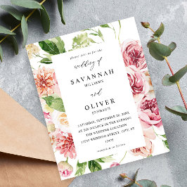 Begroting Roze en Perzische Floral & Greenery Wedd Flyer