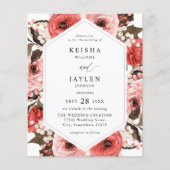 Begroting Roze en Rode Roze Floral Wedding 2 Flyer (Voorkant)