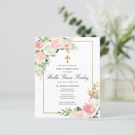 Begroting roze Floral Eerste Gemeenschap (Staand voorkant)