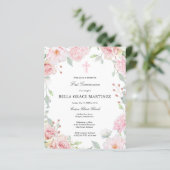 Begroting roze Floral Eerste uitnodiging van de Ge (Staand voorkant)