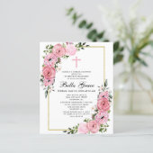 Begroting Roze Floral Eerste uitnodiging van de Ge (Staand voorkant)