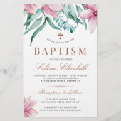 Begroting roze florale elegant baptisme-uitnodigin flyer (Voorkant)