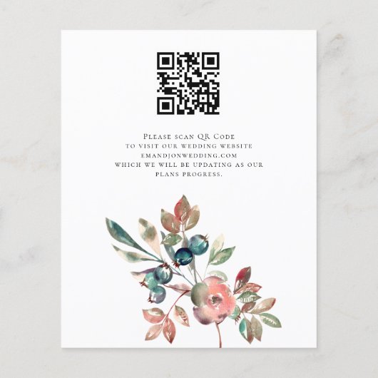Begroting roze Florals QR-code Weddenschap sparen  (Achterkant)