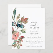 Begroting roze Florals weduwnaar sparen de datum (Voorkant / Achterkant)