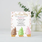 Begroting Roze ijs- partij Birthday-uitnodiging (Staand voorkant)