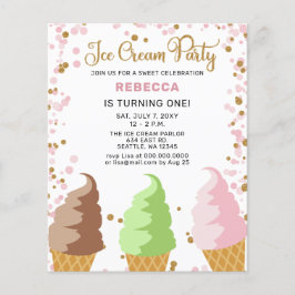 Begroting Roze ijs- partij Birthday-uitnodiging