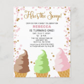 Begroting Roze ijs- partij Birthday-uitnodiging (Voorkant)