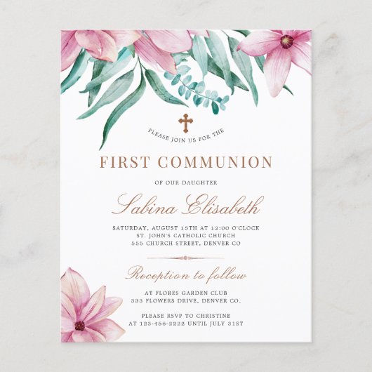 Begroting roze roze eerste uitnodiging van de geme (Voorkant)