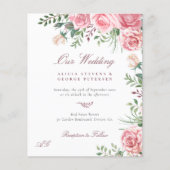 Begroting roze rozen elegante trouwuitnodiging flyer (Voorkant)