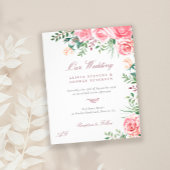 Begroting roze rozen elegante trouwuitnodiging flyer