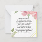 Begroting, roze rozen met gouden lijst. notitiekaartje (Achterkant)