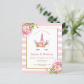 Begroting Roze Unicorn Girls - uitnodiging (Staand voorkant)