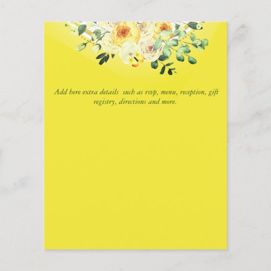 Begroting. Rozen op gele achtergrond Uitnodiging (Achterkant)