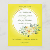 Begroting. Rozen op gele achtergrond Uitnodiging (Voorkant)