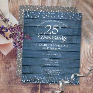 Begroting Rustic 25th Jubileum Hearts Invitation